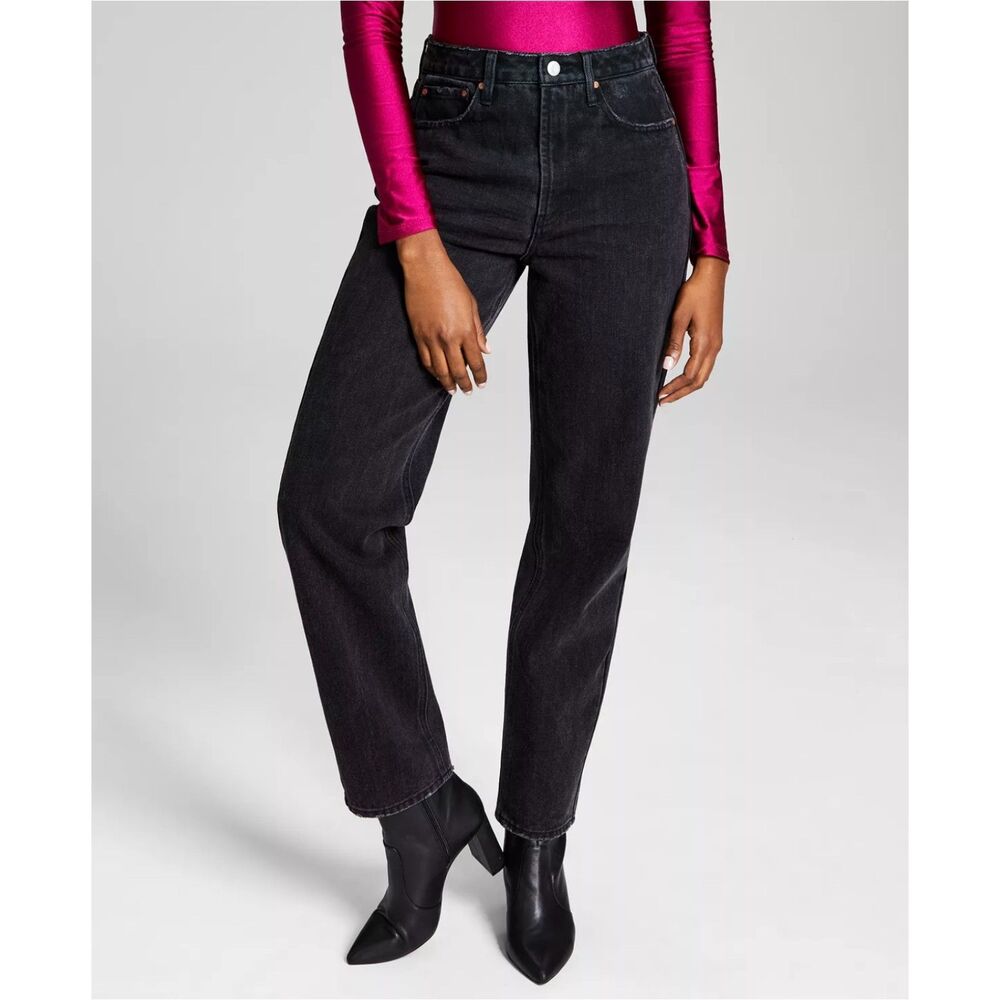 Macy's And Now This: Women Ultra High Rise Ripped Straight Jeans